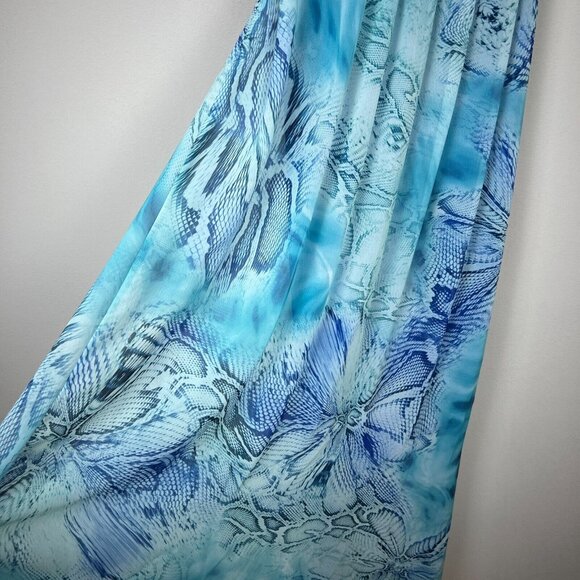 Boston Proper Maxi Dress Women Medium Blue Tonal Print Sleeveless Stretch V-Neck - Picture 4 of 12